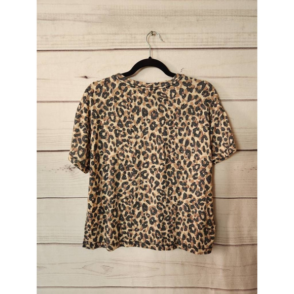 Victorias Secret Womens Sleep Top T-Shirt Brown Leopard Viscose Short Sleeve M - Picture 2 of 6